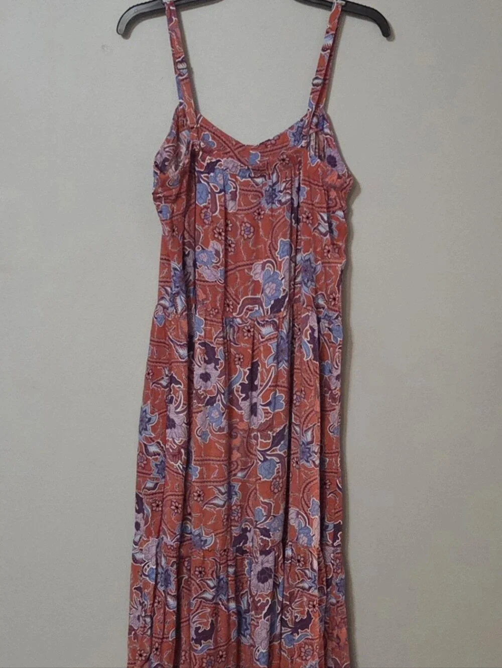 Knox Rose Sun Washed Red Floral Tiered Midi Dress Size L - Picture 3 of 9
